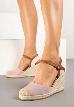 Różowe Sandały Vices w Stylu Espadryli na Koturnie z Plecionki Amoiella
