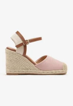 Różowe Sandały Vices w Stylu Espadryli na Koturnie z Plecionki Amoiella