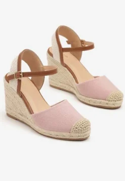 Różowe Sandały Vices w Stylu Espadryli na Koturnie z Plecionki Amoiella