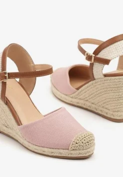 Różowe Sandały Vices w Stylu Espadryli na Koturnie z Plecionki Amoiella