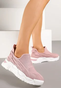 Różowe Siateczkowe Buty Sportowe Sneakersy Wsuwane Zdobione Tłoczeniami Nusadela
