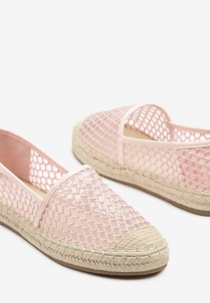 Różowe Siateczkowe Espadryle na Podeszwie z Plecionki Setariva