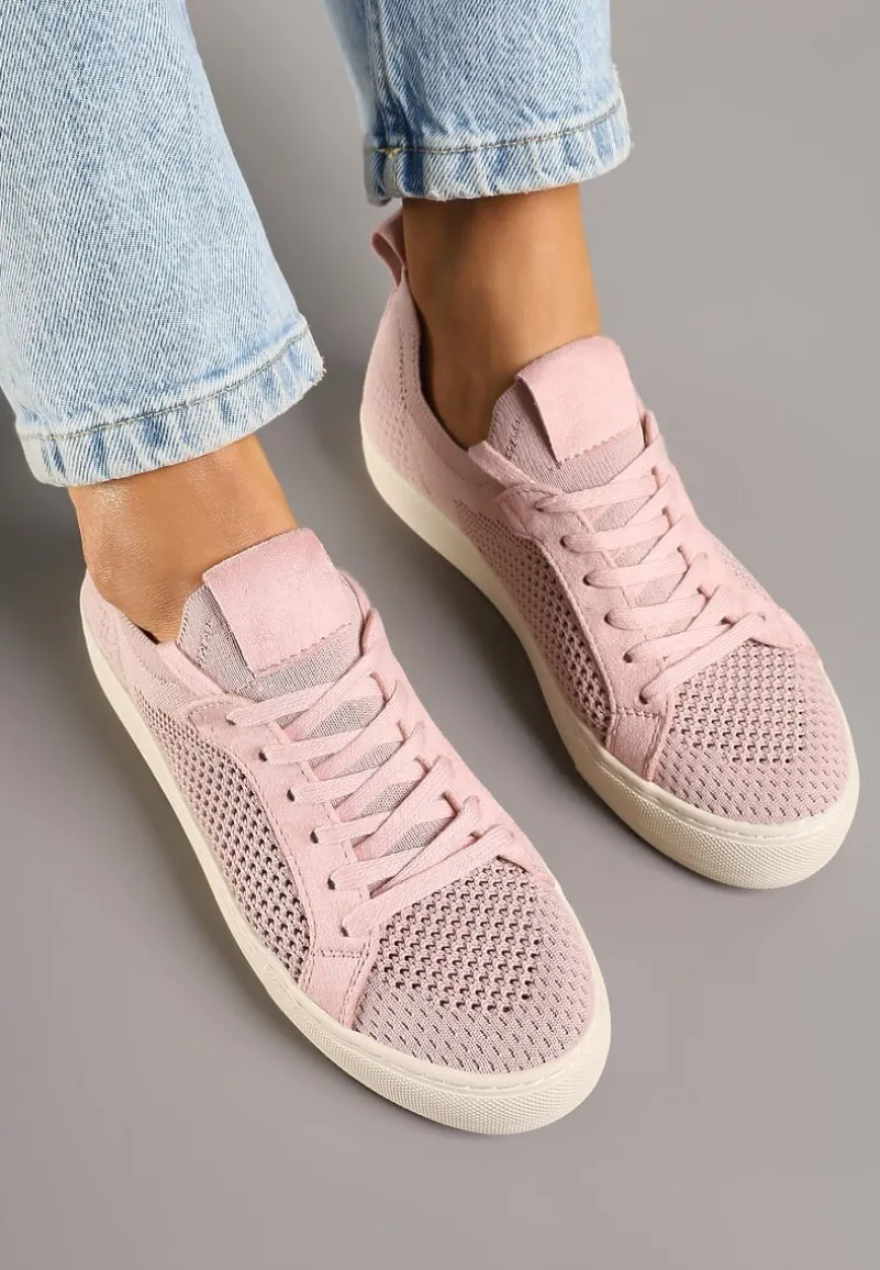 Różowe Siateczkowe Sneakersy Ozdobione Metaliczną Nicią Nimiarene