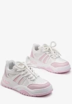 Różowe Sneakersy na Grubej Podeszwie z Brokatem Lenema