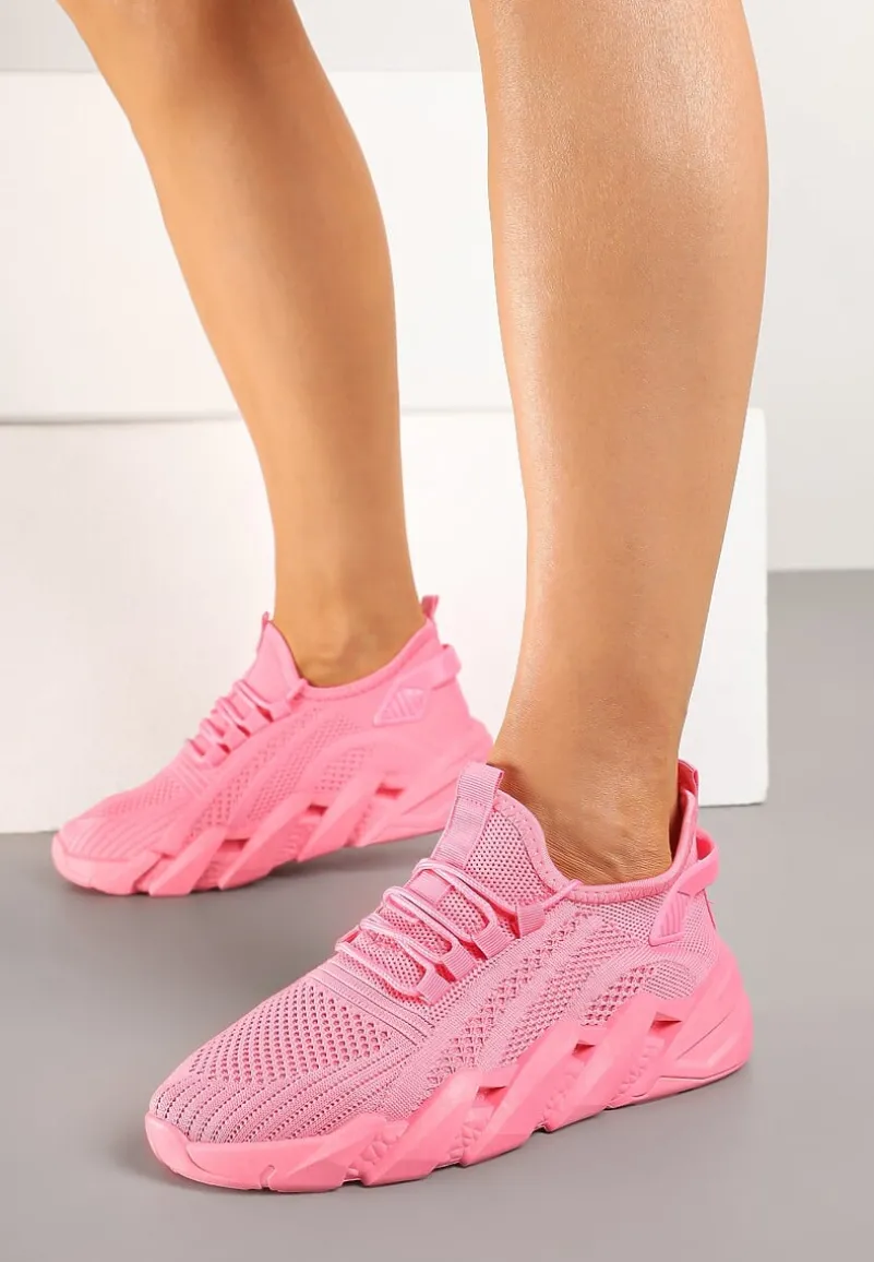 Różowe Sneakersy na Tłoczonej Platformie Tatilora