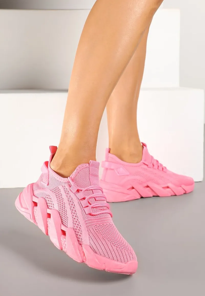 Różowe Sneakersy na Tłoczonej Platformie Tatilora