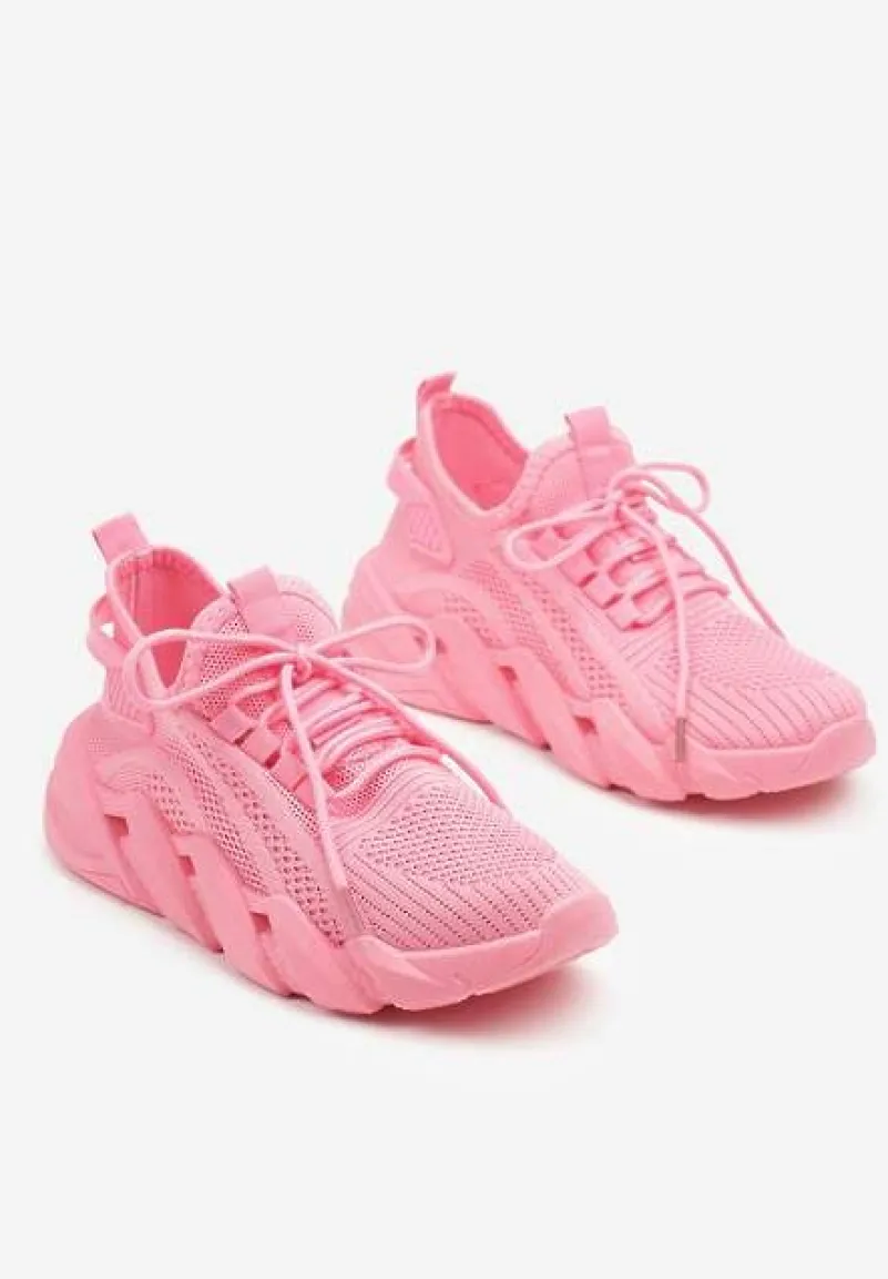 Różowe Sneakersy na Tłoczonej Platformie Tatilora