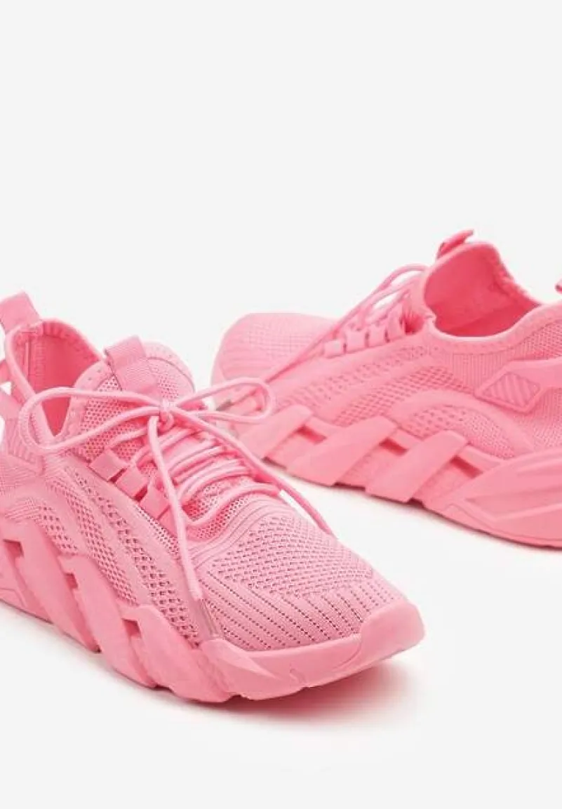 Różowe Sneakersy na Tłoczonej Platformie Tatilora