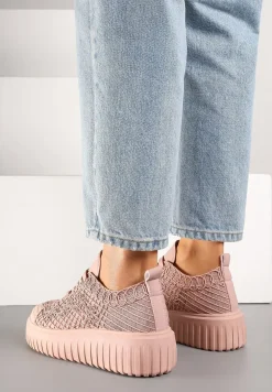 Różowe Sneakersy Vices na Platformie z Ażurową Cholewką Lumerise