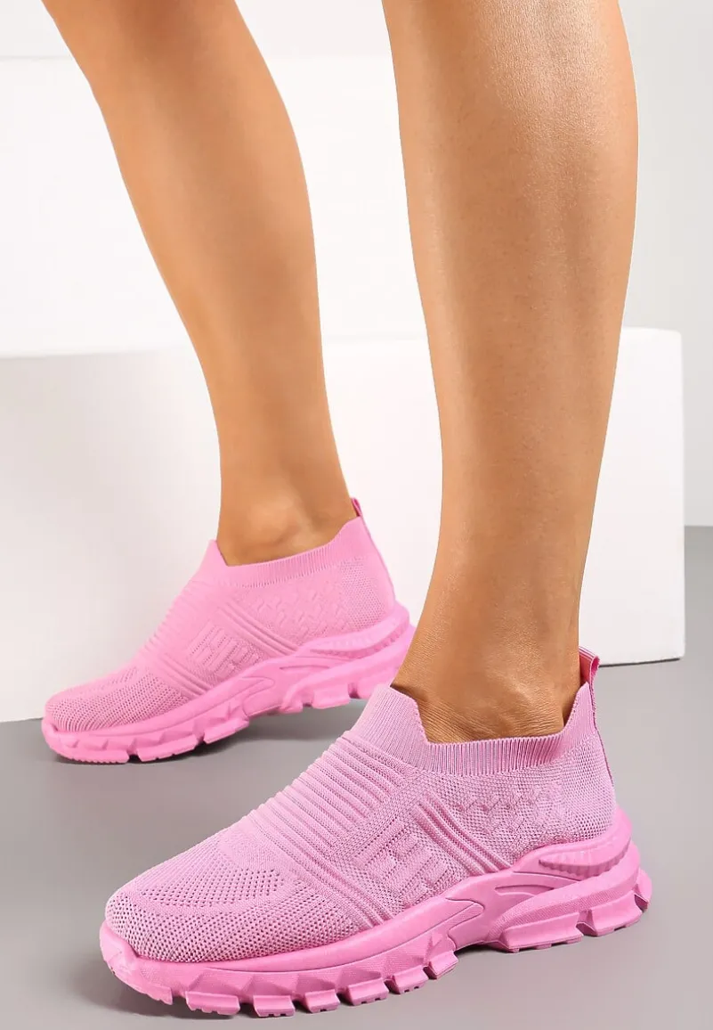 Różowe Sneakersy z Elastyczną Cholewką na Grubej Podeszwie Alamissa
