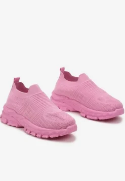 Różowe Sneakersy z Elastyczną Cholewką na Grubej Podeszwie Alamissa