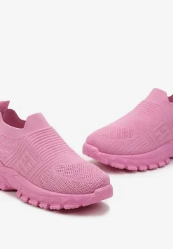 Różowe Sneakersy z Elastyczną Cholewką na Grubej Podeszwie Alamissa