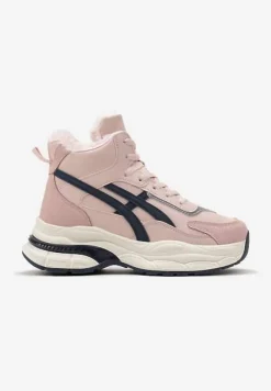 Różowe Sneakersy za Kostkę na Grubej Podeszwie Luntris