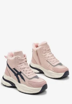 Różowe Sneakersy za Kostkę na Grubej Podeszwie Luntris