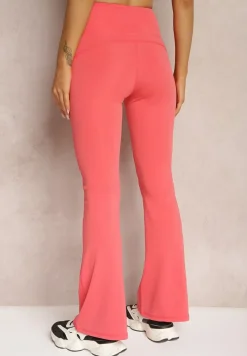 Różowe Spodnie Dzwony High Waist z Gumką w Talii Laramae