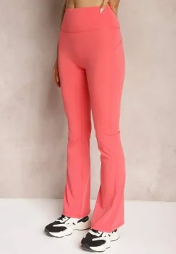 Różowe Spodnie Dzwony High Waist z Gumką w Talii Laramae