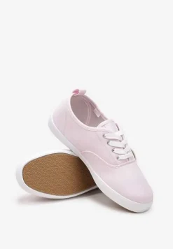 Różowe Tenisówki Przed Kostkę ze Sznurowaniem Faeradie
