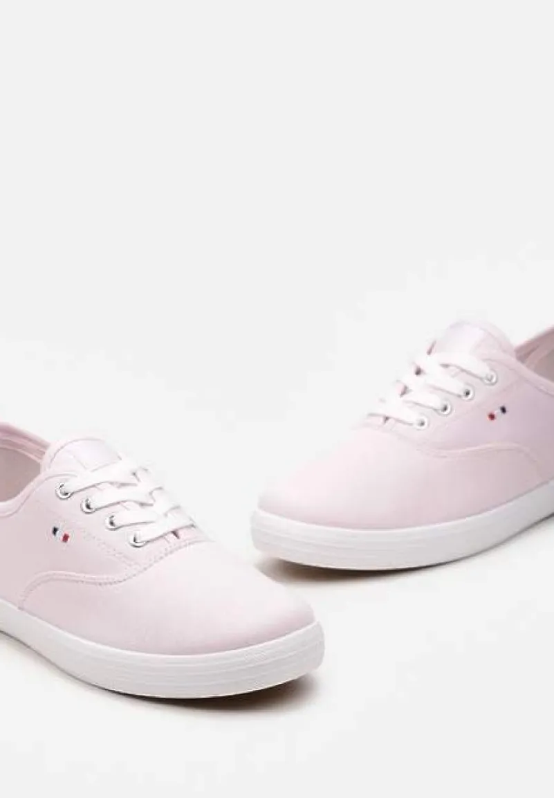 Różowe Tenisówki Przed Kostkę ze Sznurowaniem Faeradie