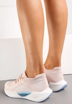 Różowe Wsuwane Buty Sportowe z Elastyczną Cholewką i Ozdobną Podeszwą Instonia