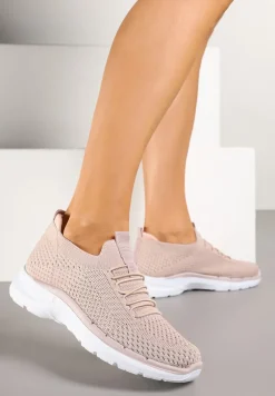 Różowe Wsuwane Buty Sportowe Sneakersy z Imitacją Sznurówek Tatanoris
