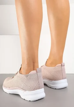 Różowe Wsuwane Buty Sportowe Sneakersy z Imitacją Sznurówek Tatanoris