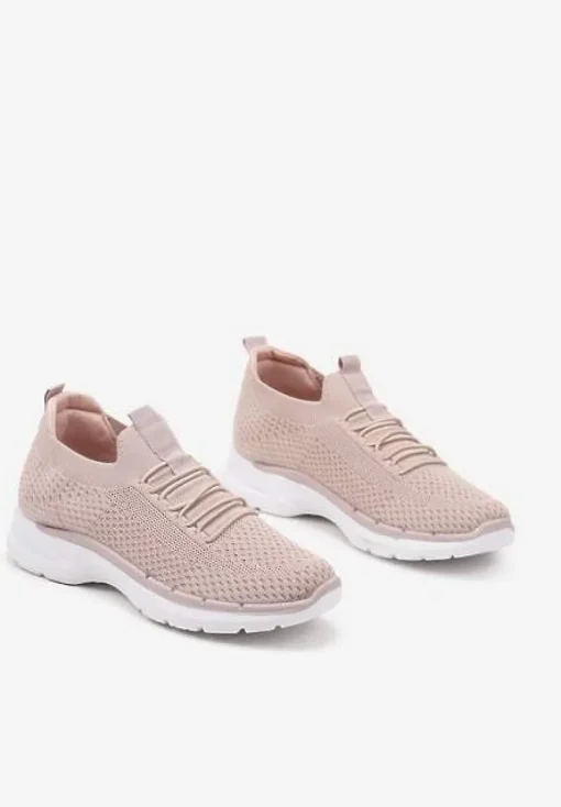 Różowe Wsuwane Buty Sportowe Sneakersy z Imitacją Sznurówek Tatanoris