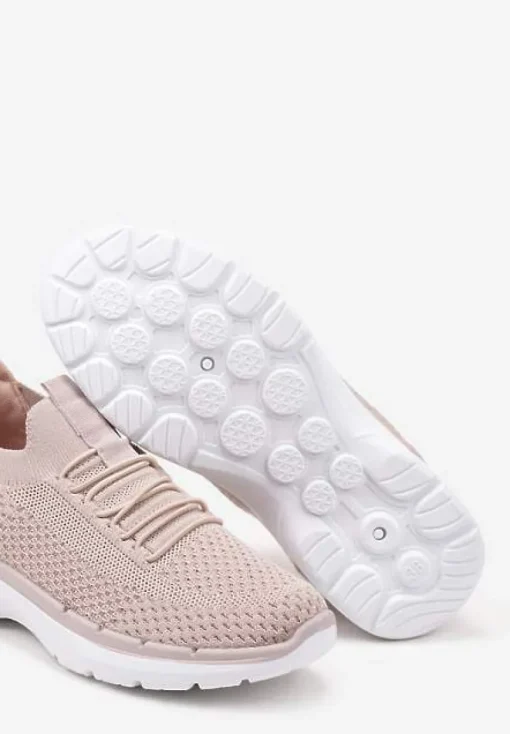 Różowe Wsuwane Buty Sportowe Sneakersy z Imitacją Sznurówek Tatanoris