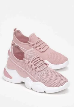 Różowe Wsuwane Buty Sportowe z Elastyczną Cholewką na Grubej Podeszwie Malasia