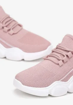 Różowe Wsuwane Buty Sportowe z Elastyczną Cholewką na Grubej Podeszwie Malasia