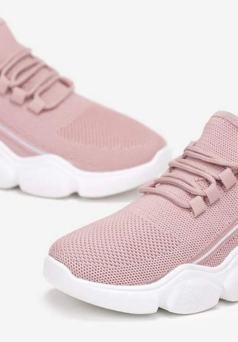 Różowe Wsuwane Buty Sportowe z Elastyczną Cholewką na Grubej Podeszwie Malasia