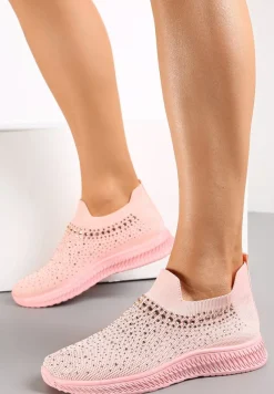 Różowe Wsuwane Buty Sportowe Ozdobione Cyrkoniami Nessos