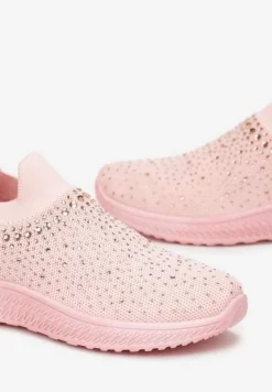 Różowe Wsuwane Buty Sportowe Ozdobione Cyrkoniami Nessos