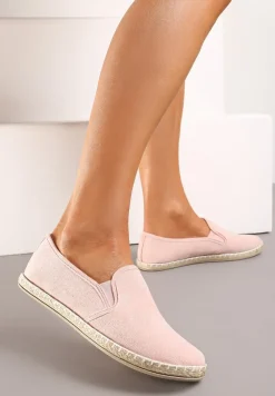 Różowe Wsuwane Tenisówki Espadryle z Plecioną Podeszwą Elladia