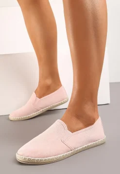 Różowe Wsuwane Tenisówki Espadryle z Plecioną Podeszwą Elladia