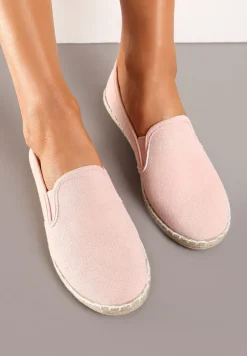 Różowe Wsuwane Tenisówki Espadryle z Plecioną Podeszwą Elladia