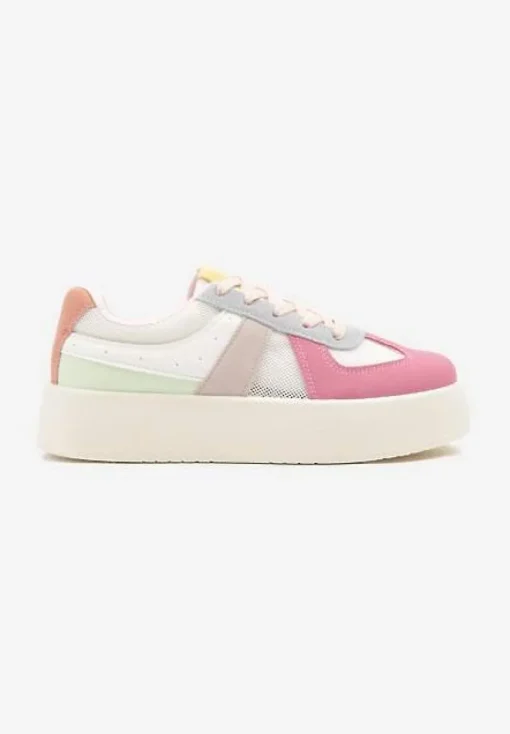 Różowo-Niebieskie Sneakersy Typu Kultowe Tenisówki na Grubej Podeszwie Nanessa
