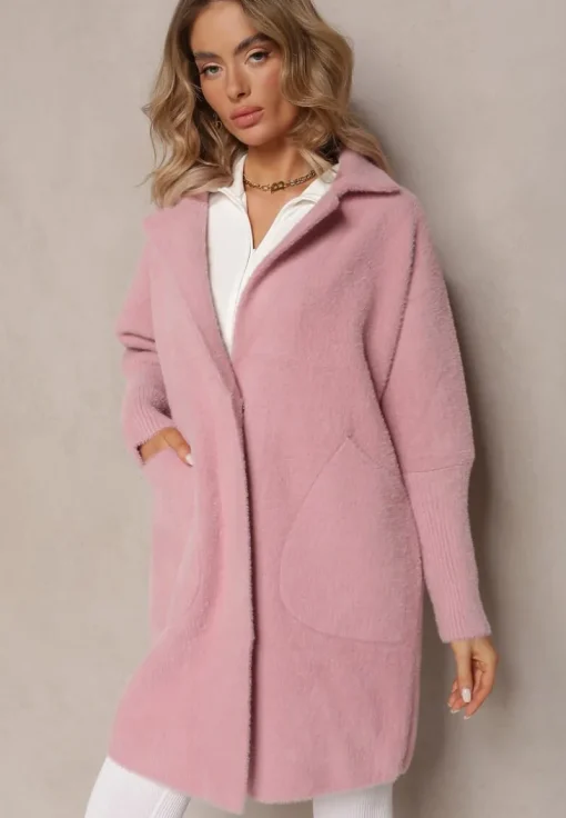 Różowy Płaszcz z Bawełną Oversize Brumisia