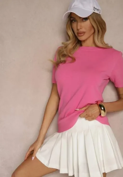 Różowy Sweter Ozdobiony Ściągaczami Sanallia
