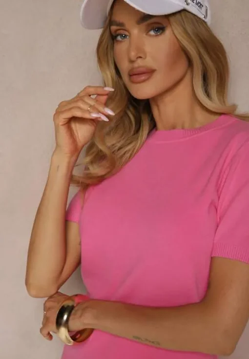 Różowy Sweter Ozdobiony Ściągaczami Sanallia