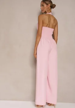 Różowy Taliowany Kombinezon z Guzikami Nilaviella