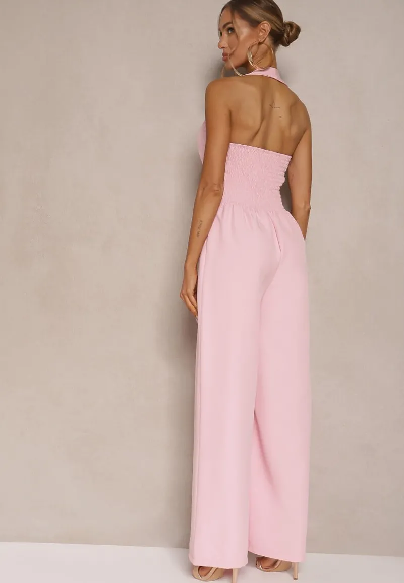 Różowy Taliowany Kombinezon z Guzikami Nilaviella