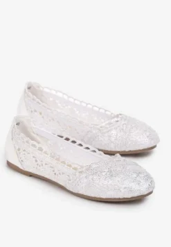 Srebrne Balerinki Koronkowe Sham