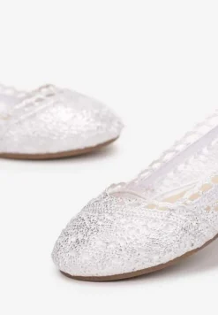 Srebrne Balerinki Koronkowe Sham