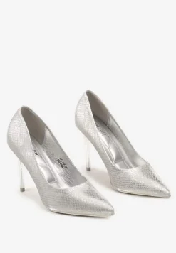 Srebrne Eleganckie Szpilki w Klasycznym Stylu Calivia