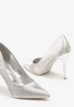 Srebrne Eleganckie Szpilki w Klasycznym Stylu Calivia