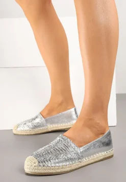 Srebrne Espadryle z Ozdobną Plecionką na Cholewce w Stylu Boho Adisella
