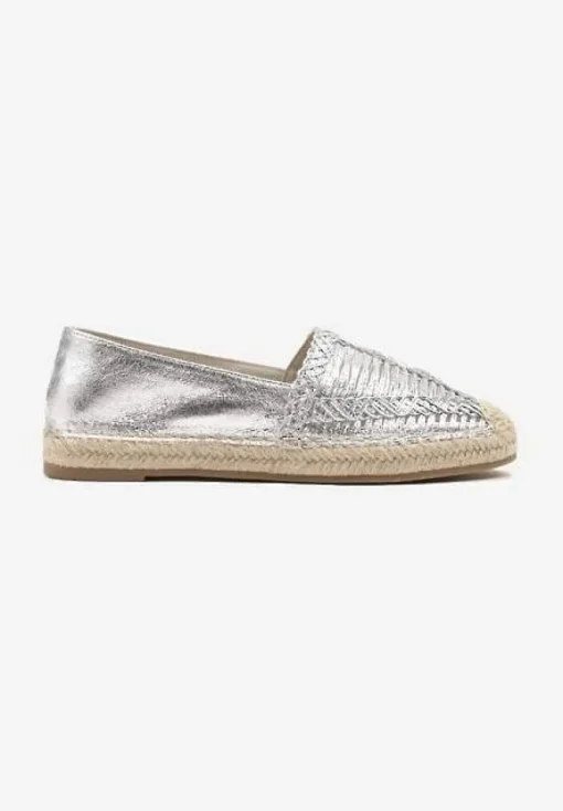 Srebrne Espadryle z Ozdobną Plecionką na Cholewce w Stylu Boho Adisella