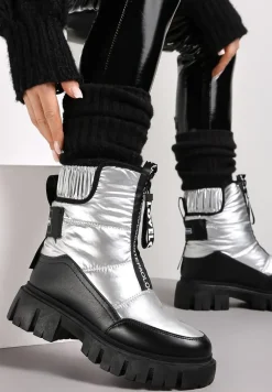 Srebrne Śniegowce na Grubej Podeszwie Rumisa