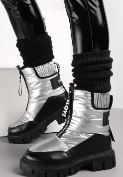 Srebrne Śniegowce na Grubej Podeszwie Rumisa