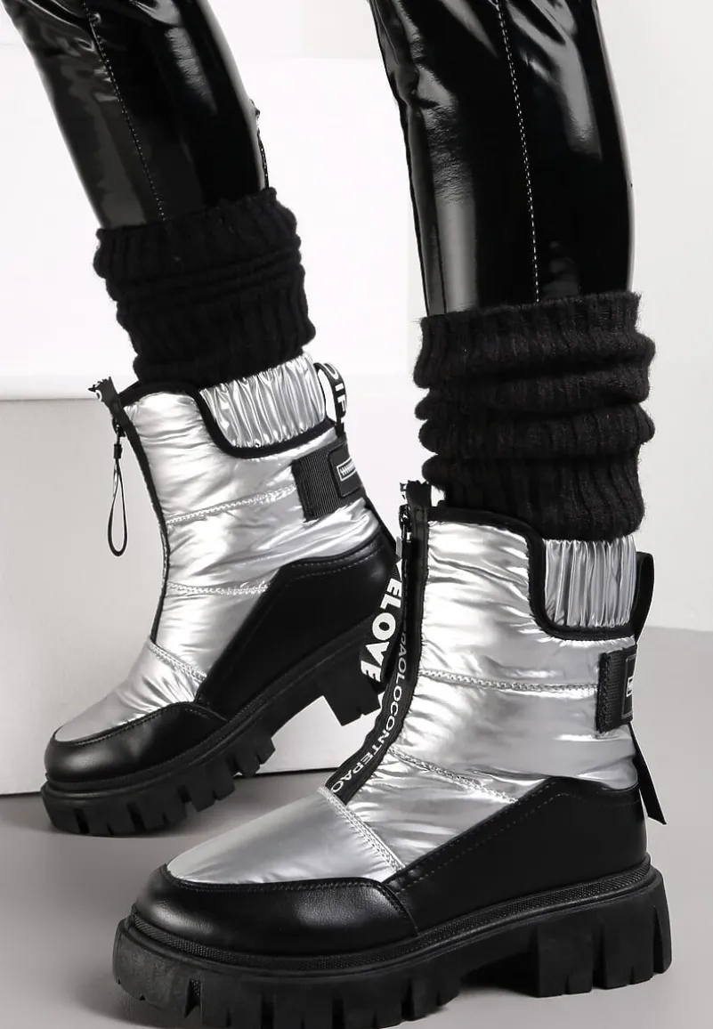 Srebrne Śniegowce na Grubej Podeszwie Rumisa